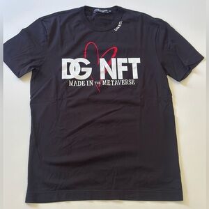 Dolce & Gabbana NFT Black Tee with White and Red Graphics Size 4 (small)